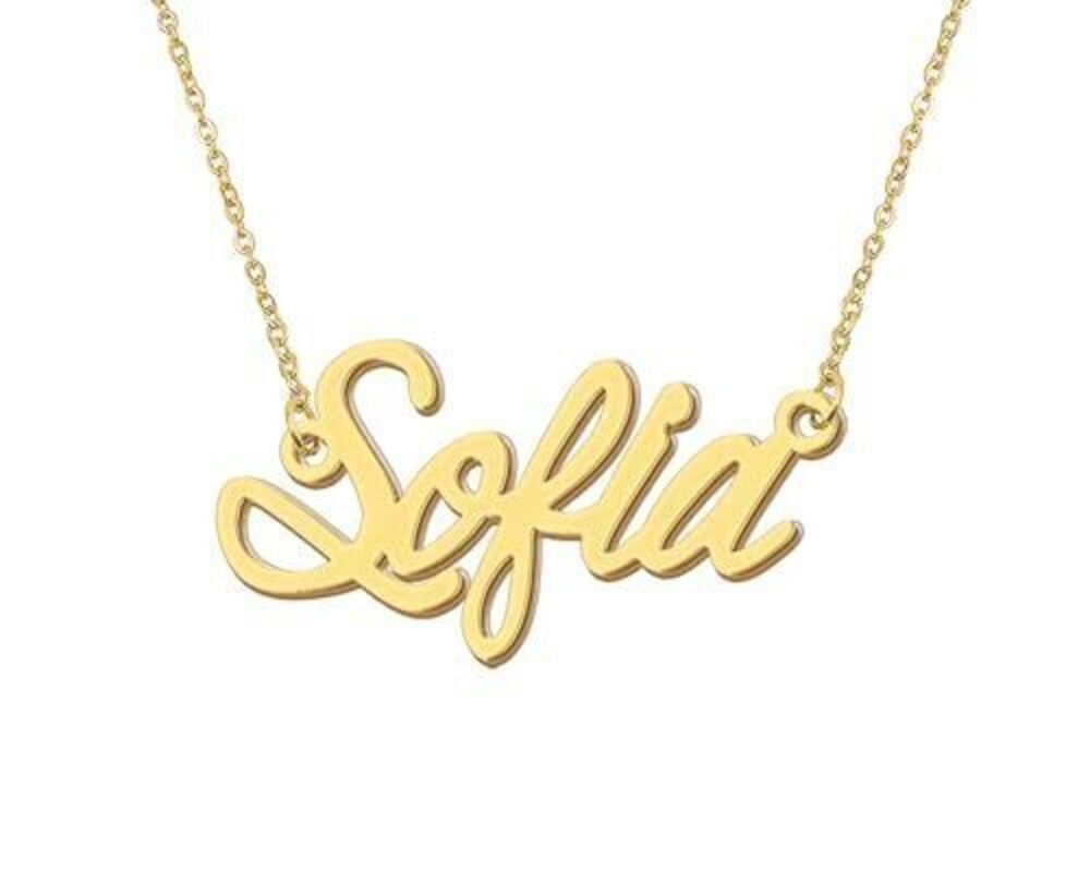 1739 Sofia Dainty Name Necklace 18k Gold Plated Stainless Steel Nameplate